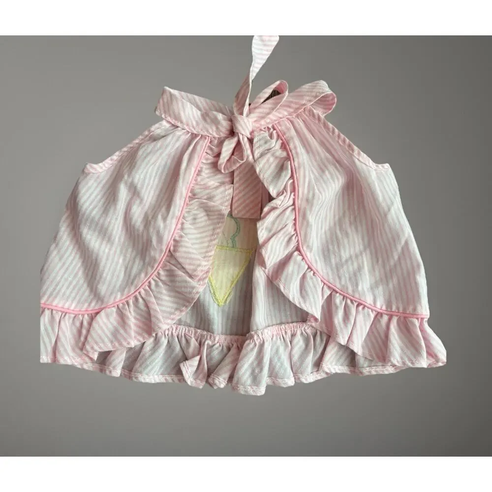 Vintage 80s Baby Girl Pride N Joy Pink Ice Cream tie summer shirt 6-9 months